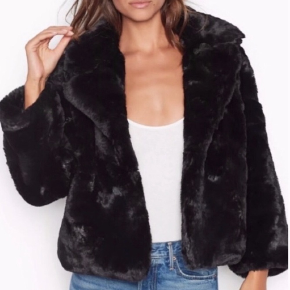 Victoria’s Secret black fur coat